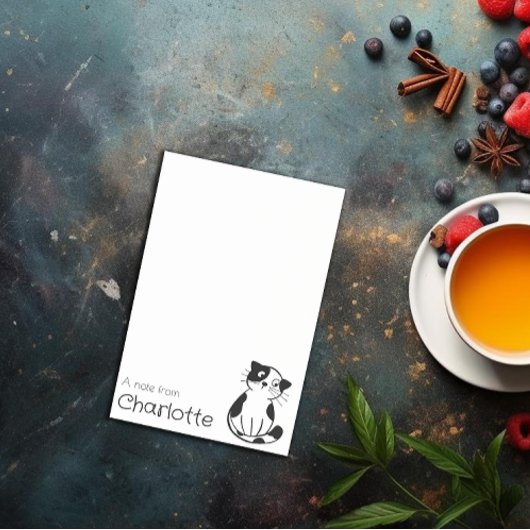 かわいい黒白の漫画猫の名前 ポストイット