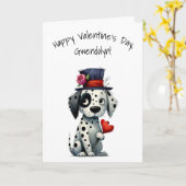 かわいい黒白の犬 ハッピーバレンタインデー カード (黄色い花)