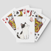 かわいい黒白の猫とピンクの蝶々 トランプ (裏面)