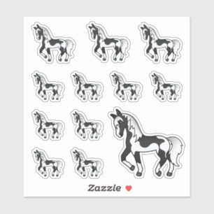 かわいい黒白まだらのキャラクター馬 シール
