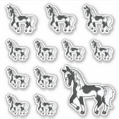 かわいい黒白まだらのキャラクター馬 シール (正面)