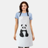 かわいい黒白パンダ エプロン (着用した状態)