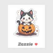 かわいい黒白子猫 - ハロウィンチビ シール (シート)