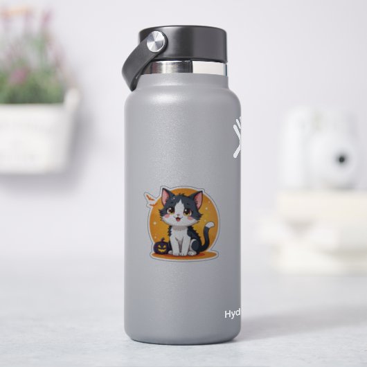 かわいい黒白子猫 - ハロウィンチビ シール (HydroFlask)