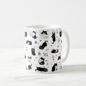 かわいい黒白柄の猫好きマグカップ コーヒーマグカップ (正面右)