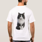 かわいい黒白猫Tシャツ | もふもふ猫好きテ Tシャツ (裏面)