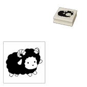 かわいい黒羊の雄羊 ラバースタンプ (押印)