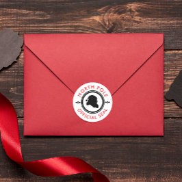 かわいい黒赤と白サンタクロース工房シール ラウンドシール