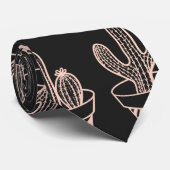 かわいい黒赤面ピンクポットサボテン ネクタイ (ロール)