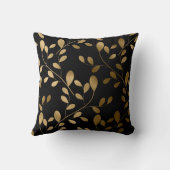 かわいい黒金ゴールドアートデコ柄の枕 クッション (裏面)