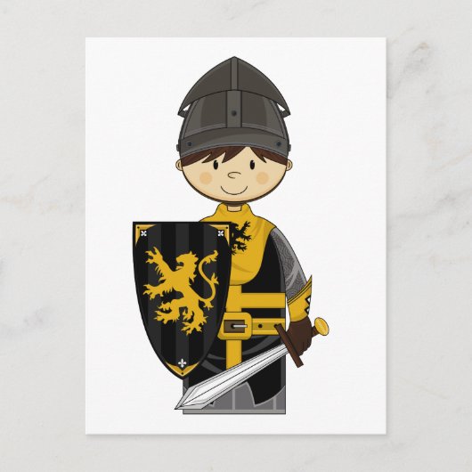 かわいい黒騎士の郵便はがき ポストカード (正面)