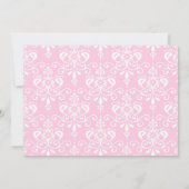 かわいい黒髪のバレリーナとピンクのダマスク 招待状 (裏面)