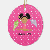 かわいい黒髪の体育専門家のクリスマスのオーナメント セラミックオーナメント (左)