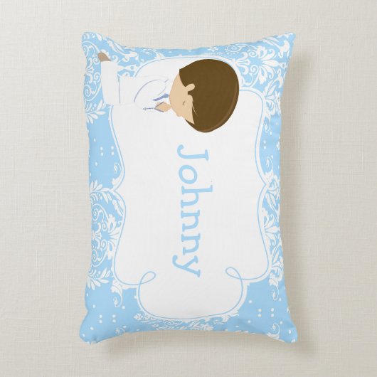 かわいい黒髪の少年が祈るイラストと詩 アクセントクッション (正面(垂直))