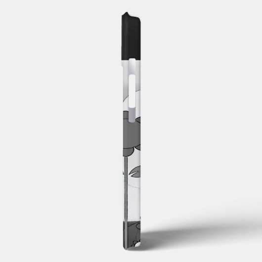 かわいい黒/白/灰色の花と大赤いハート Case-Mate iPhoneケース (裏面 / 左)