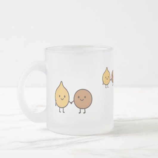 かわいい2つの豆のビーガンデザイン フロストグラスマグカップ (左)