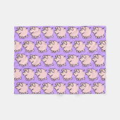 かわいい3つの漫画イラスト豚が色を選ぶ フェイスブック フリースブランケット (正面(横))