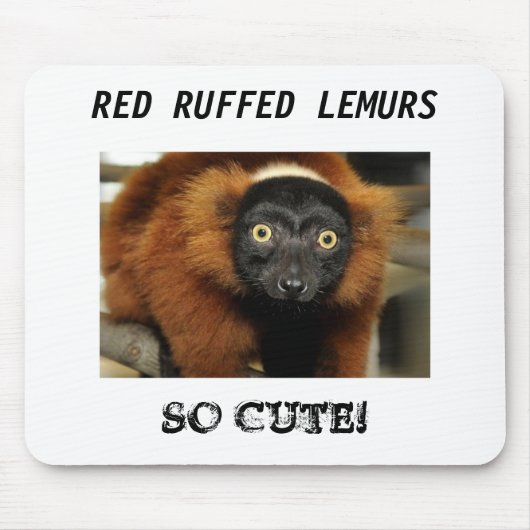 かわいい080725赤くruffed 02、赤いRUFFEDのLEMURS、そう! マウスパッド (正面)