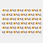 かわいい1ひまわり花一歳の誕生日 ラッピングペーパーシート (正面)