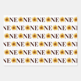 かわいい1ひまわり花一歳の誕生日 ラッピングペーパーシート