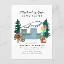 かわいい1ハッピーキャンパーツリーキャンピング1st誕生日