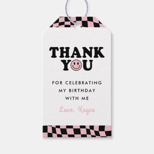 かわいい1ハッピーベビーガール1st誕生日ありがとう ギフトタグ (正面)