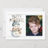 かわいい1フォトハッピーホリデー雪だるまイン帽子&スカーフ シーズンカード (正面)
