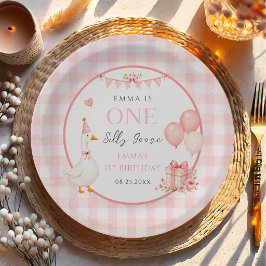 かわいい1才の誕生日おめでとうガチョウちゃん ペーパープレート