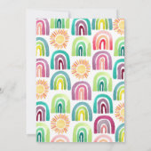 かわいい1歳の虹色の誕生日 サンキューカード (裏面)