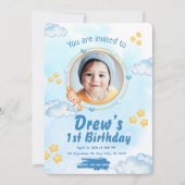 かわいい1歳の誕生日おめでとうカード 赤ちゃんの1歳の誕生日 招待状 (正面)