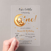 かわいい1歳の誕生日を迎える私たちの小さなクマ アクリル招待状 (インサイチュ (ポータブル))