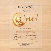 かわいい1歳の誕生日を迎える私たちの小さなクマ アクリル招待状 (正面)