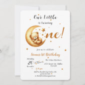 かわいい1歳の誕生日を迎える私たちの小さなクマ 招待状 (正面)