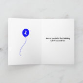 かわいい1歳の誕生日パンダの名前を青に追加 カード (内部)