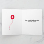 かわいい1歳の誕生日パンダ名ピンク カード (内部)
