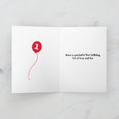 かわいい1歳の誕生日パンダ名ピンク カード (内部)