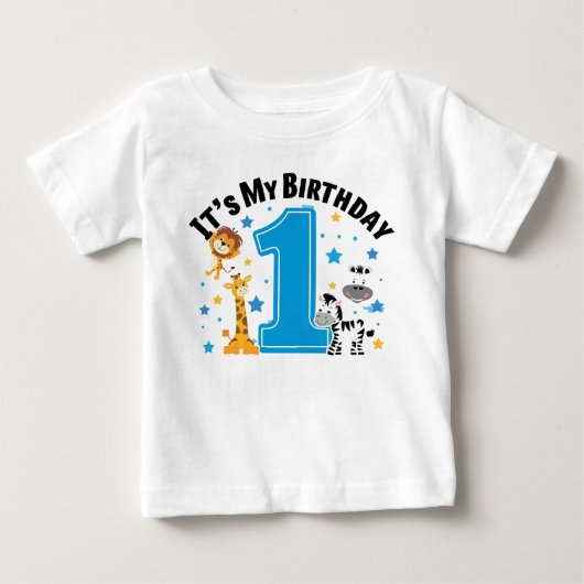 かわいい1歳の誕生日パーティー服 ベビーTシャツ (正面)