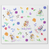 かわいい1歳の誕生日パーティー森林動物踊り ラッピングペーパー (フラット)