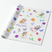 かわいい1歳の誕生日パーティー森林動物踊り ラッピングペーパー (アンロールド)