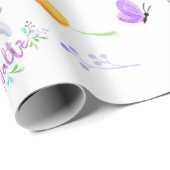 かわいい1歳の誕生日パーティー森林動物踊り ラッピングペーパー (ロールコーナー)