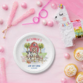 かわいい1歳の誕生日ファーム動物納屋周囲の庭キッズ紙 ペーパープレート (パーティー)