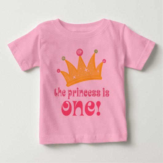 かわいい1歳の誕生日プリンセスは一品 ベビーTシャツ (正面)