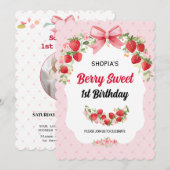 かわいい1歳の誕生日招待状 招待状 (正面/裏面)