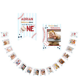 かわいい1歳の誕生日12ヶ月フォトマイルストーンバンティング バンティングフラッグ