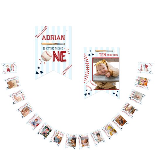 かわいい1歳の誕生日12ヶ月フォトマイルストーンバンティング バンティングフラッグ