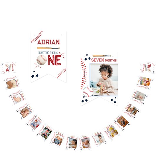 かわいい1歳の誕生日12ヶ月フォトマイルストーンバンティング バンティングフラッグ