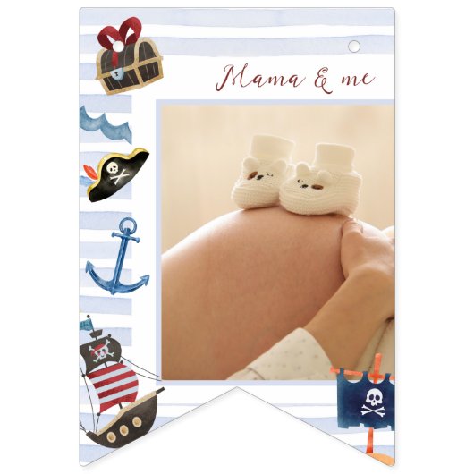 かわいい1歳の誕生日12ヶ月フォトマイルストーンパイレーツ バンティングフラッグ (第2の旗)