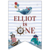 かわいい1歳の誕生日12ヶ月フォトマイルストーンパイレーツ バンティングフラッグ (第1の旗)