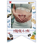 かわいい1歳の誕生日12ヶ月フォトマイルストーンパイレーツ バンティングフラッグ (第2の旗)