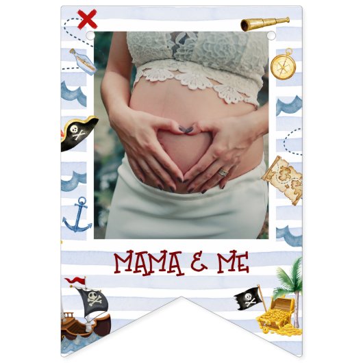 かわいい1歳の誕生日12ヶ月フォトマイルストーンパイレーツ バンティングフラッグ (第2の旗)